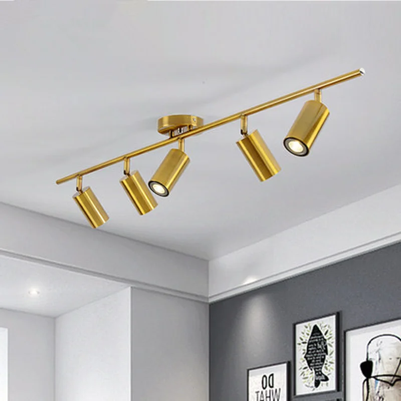 Люстра Светодиодная потолочная золотистая современный поворотный светильник с