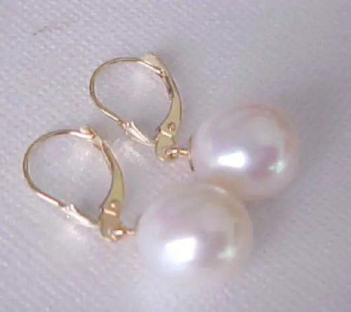 

HABITOO Charming 11-14mm Natural White Water Drop Freshwater Pearl Dangle Earrings for Fashion Jewelry 14KGP Hook Party Wedding