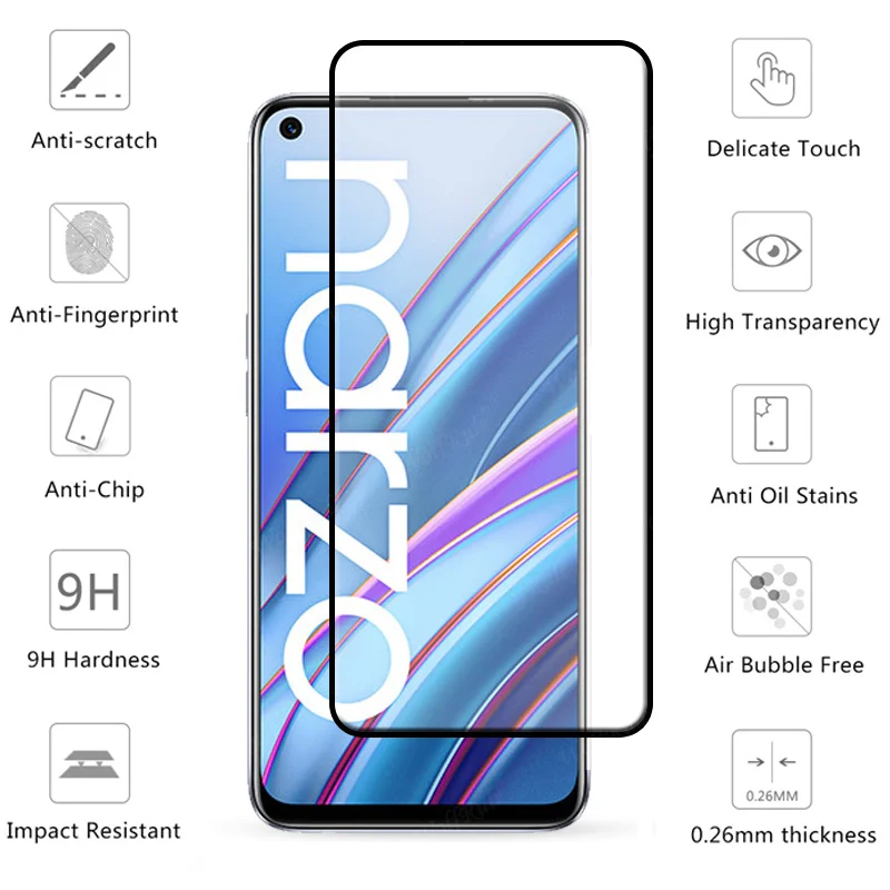 full glue glass for oppo realme narzo 30 4g glass for realme narzo 30 4g film screen protector for realme narzo 30 4g lens glass free global shipping