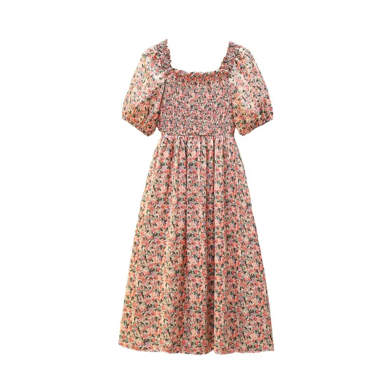 

Echoine Plus Size Women Chiffon Floral Pattern High Waist Mid-length Dress For Women Elegant Beach Wear Drop Shipping