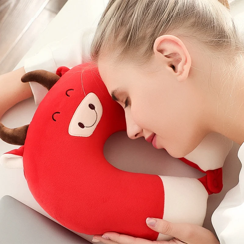 

Chinese Cartoon Year Of The Ox U-Shaped Dual-Purpose Pillow 2021 Chinese Ox New Year Lucky Zodiac Home Car Decorations M