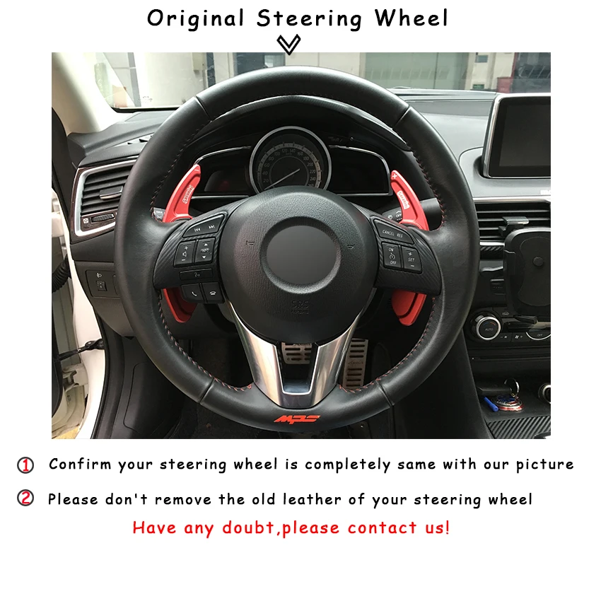 Чёрные накладки на руль из натуральной кожи и замши для Mazda 3 Axela 6 Atenza 2 CX-3 CX3 CX-5 CX5 Scion iA.