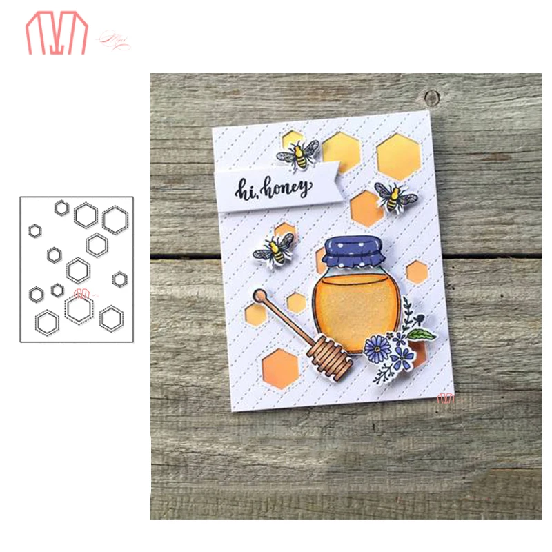 Маи Шестигранная крышка панели металлические режущие штампы трафареты для DIY