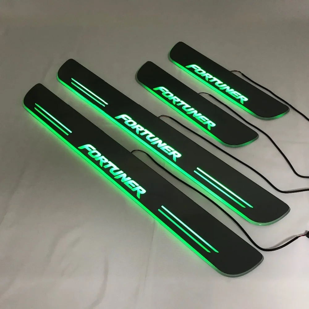

Express delivery led door sill plate strip welcome light threshold guard protectors for toyota fortuner