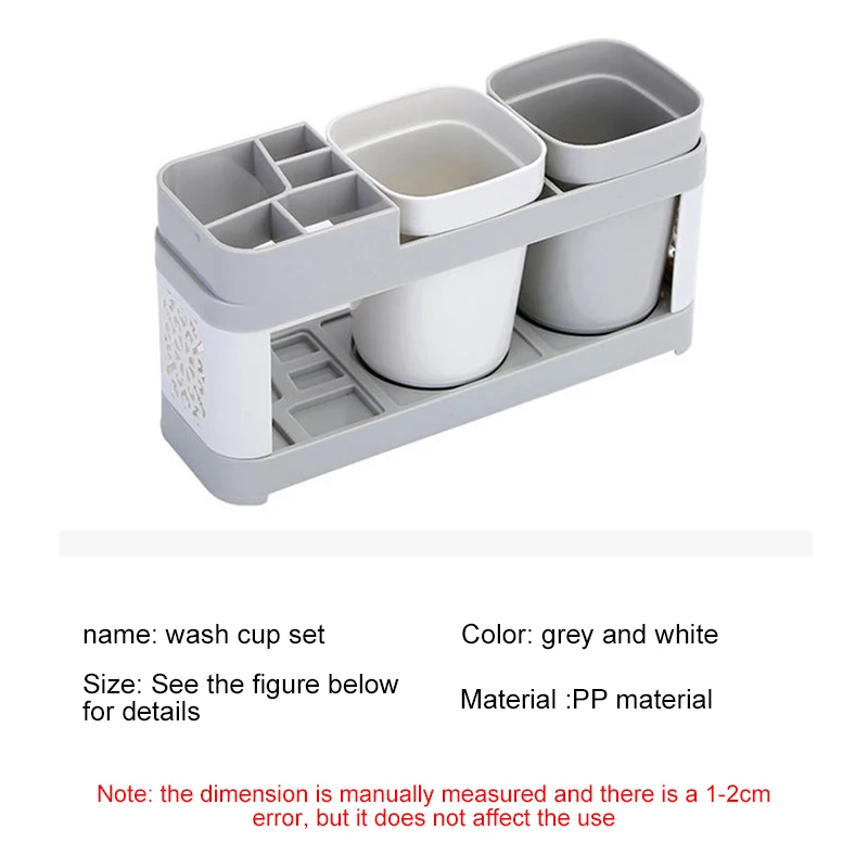 Toothbrush Holder Rack Stand Shelf Set Toothpaste Storage with 2 Mugs Bathroom |