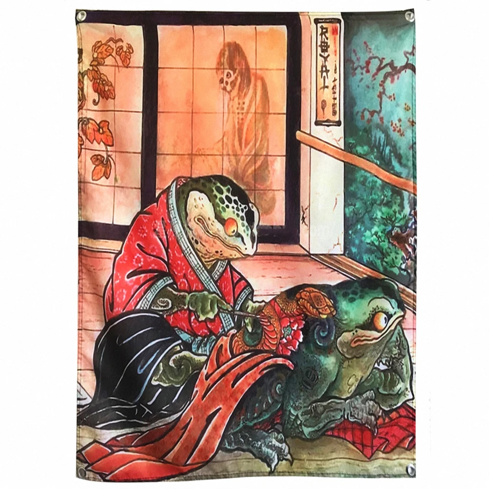 

Toad tattoo Wallpaper Decorative Banner Flag Wall Art Vintage Ukiyo-e Tattoo Artwork Poster Hanging Painting Tapestry Home Decor
