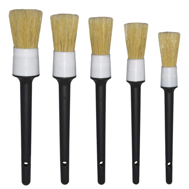 

Auto Detailing Brush (Set Of 5),Hair Brush Mixed Fiber Plastic Handle Automotive Detail Brushes For Cleaning Wheels, Engine, Int