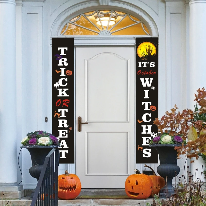 

Halloween Door Couplet It's October Witches Halloween Decoration For Home Trick Or Treat Horror Party Supplies Haloween Ornament