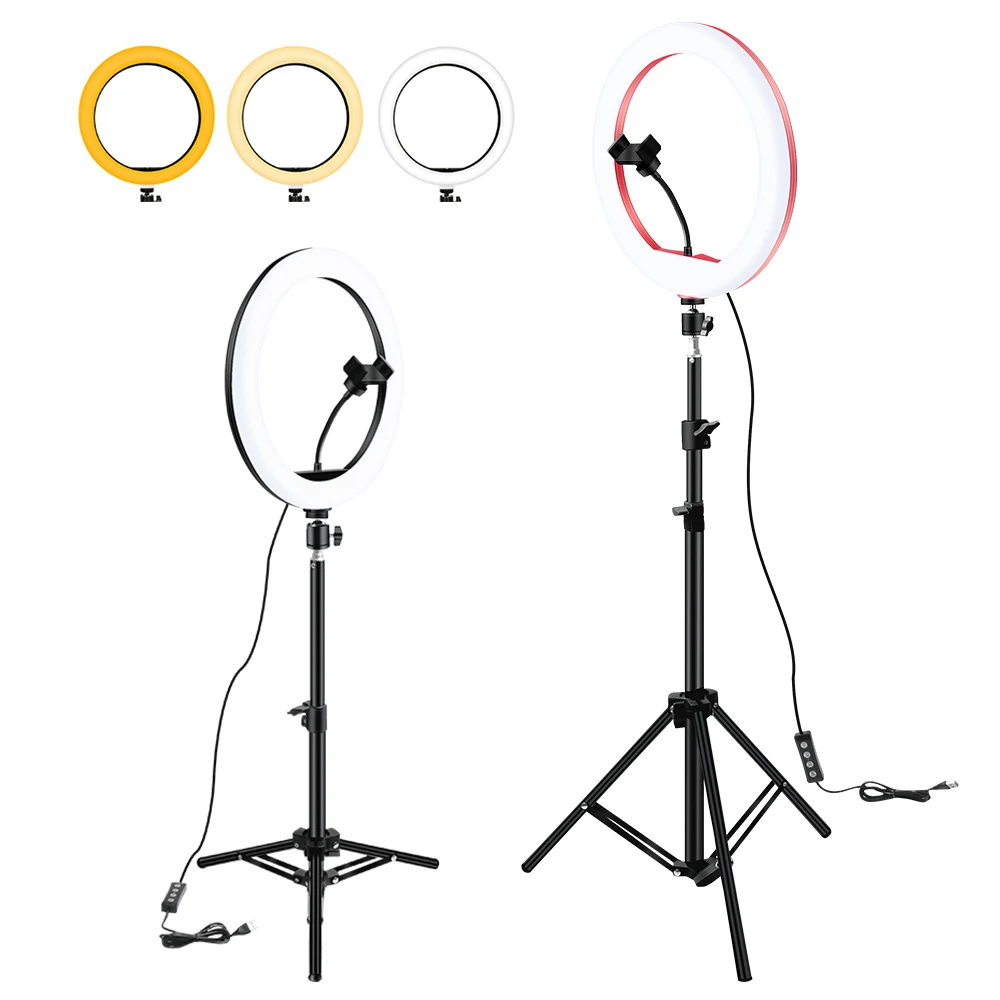 

13 Inch Makeup Selfie LED Fill Light 33cm with Phone Holder Dimmable 3000-6000K Ring Lamp Kit for Outdoor Photo Studio Video