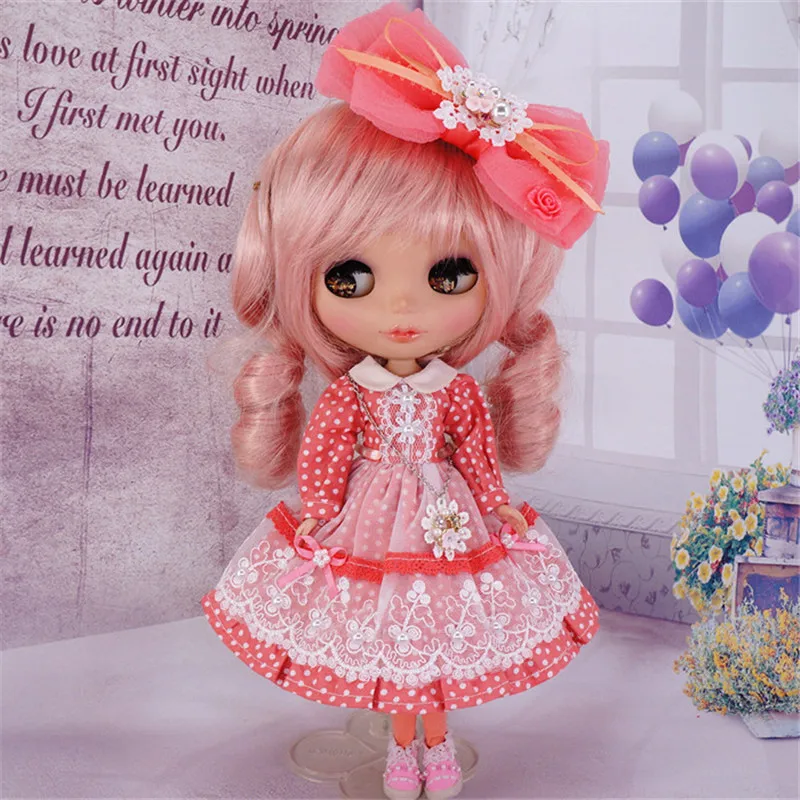 2019 новый дизайн одежды для 1/6 blyth doll светло розовое волнистое кружевное платье Pullip