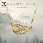 ORSA JEWELS натуральный драгоценный Камень Натуральное Опаловое перо ожерелье чистое серебро 925 пробы ожерелье для женщин и девушек 14K золото GMN02