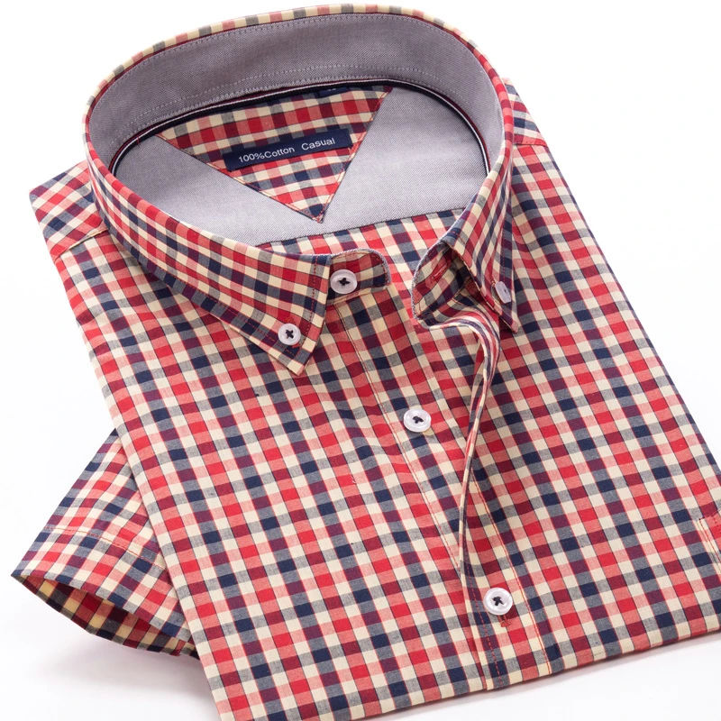 

Oversized 5XL 6XL 7XL 8XL Men Summer Shirts 2021 Summer New Men's Casual 100% Cotton Short Sleeve Classic Plaid Shirt