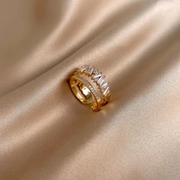 luxury zircon double student opening rings for woman 2021 new fashion gothic finger jewelry wedding party girls sexy ring