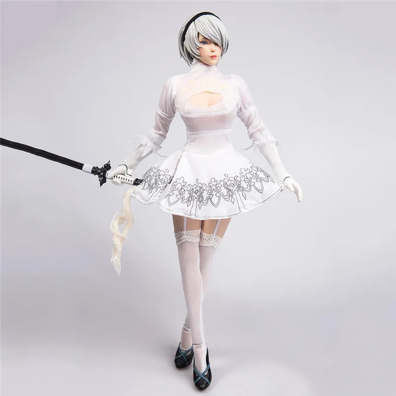 Косплей 1/6 NieR Automata 2B тим073 женский белый боевой костюм юбка комплект одежды 026