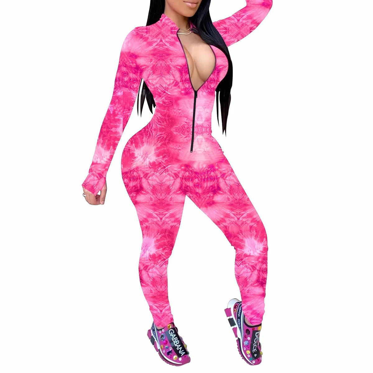 Комбинезон женский с длинным рукавом пикантный Повседневный облегающий Ромпер