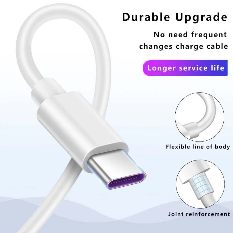 

5A USB Type C Quick Charge Data Cable For Samsung Galaxy S10 S9 Xiaomi Redmi Huawei P40 Fast Charging Mobile Phone Charge cable