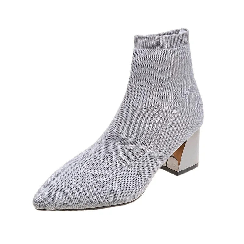 

Europe 2019 Luxury Sexy Women Boots Ankle High-heel Shoes Woman Stretch Fabric Knee-High Pointed Socks Shoes Brand Ladies Shoes
