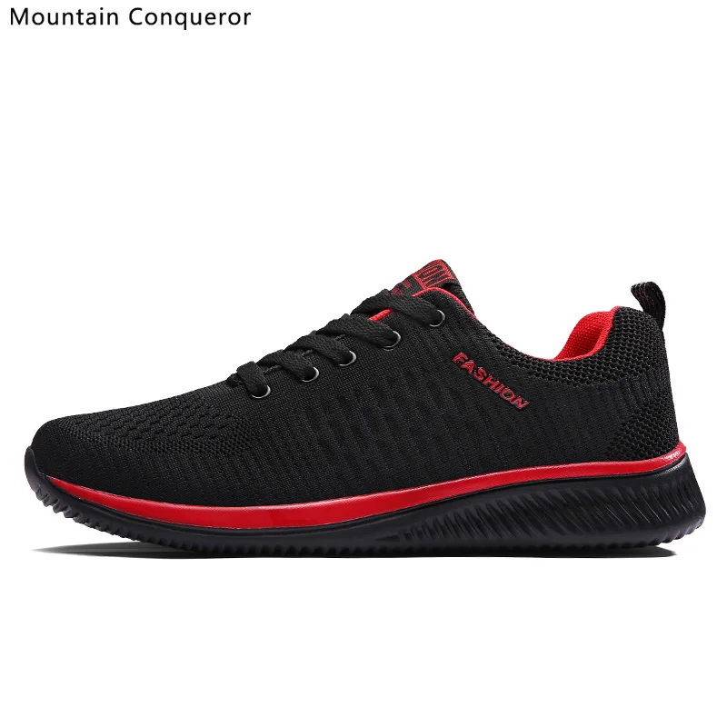 Black-Red Повседневная обувь для горного завоевателя; Мужская дышащая прогулочная обувь; легкие кроссовки; Классическая обувь; мужская обувь на шнуровке; Мужская обувь для бега - Цвет: Black-Red