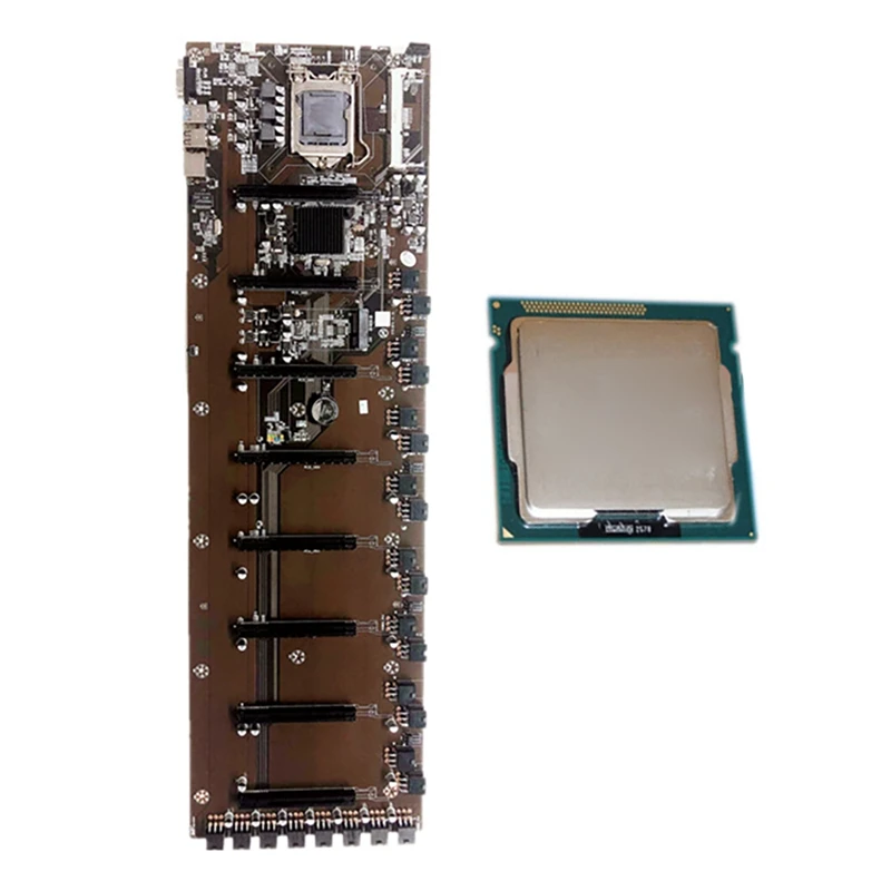 

Материнская плата B75 для майнинга, 8 шт., слот для видеокарты PCI-E, 65 мм, LGA 1155, DDR3, ОЗУ SATA3.0, USB3.0, материнская плата с процессором I3 2100