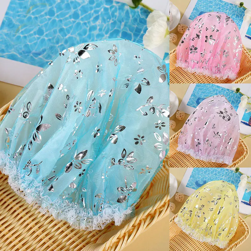 

1 шт. Бытовая шапка для ванны, цветная Водонепроницаемая шапка для душа с защитой от дыма, утолщенная эластичная шапка унисекс для купания, а...