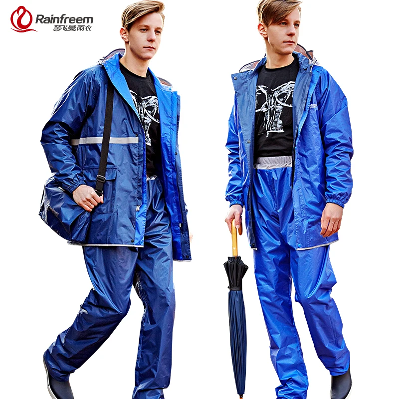 Rainfreem Reversible Impermeable Raincoat Women/Men Rain Jacket Pants Suit Motorcycle Waterproof Poncho Gear | Дом и сад