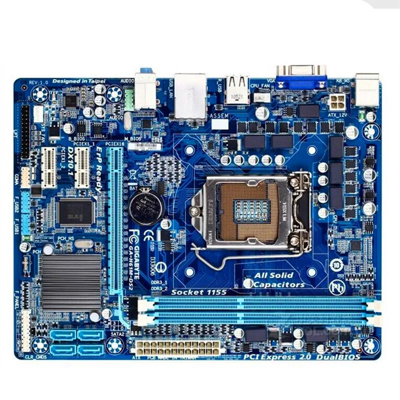 Полностью протестированная Материнская плата Gigabyte GA H61M DS2 H61 Socket LGA 1155 DDR3 Micro ATX 100%| |