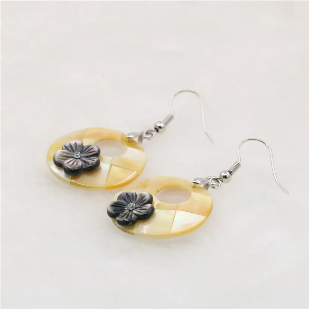 Выход Мода желтый новый натуральный ушка в виде ракушки круглая инкрустация