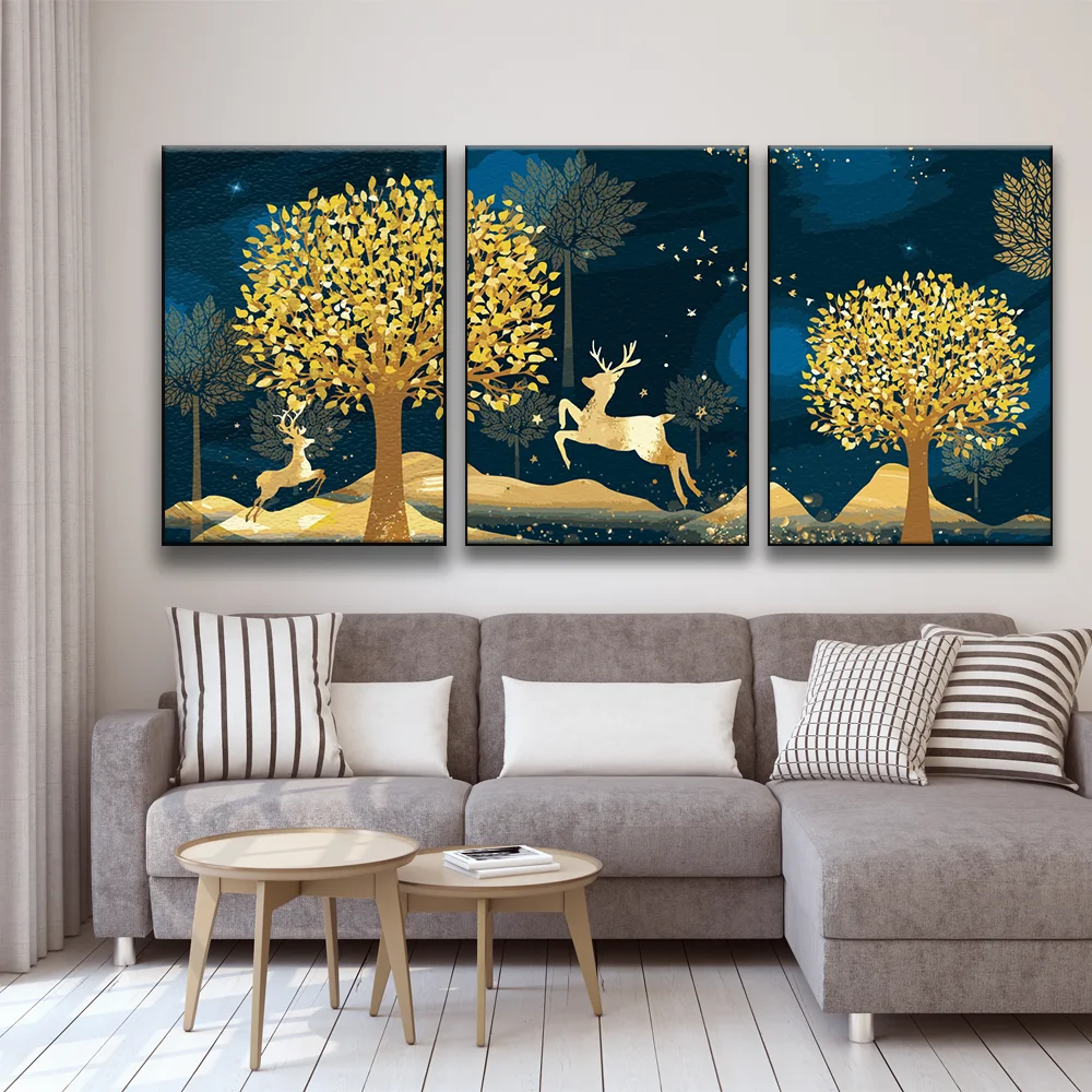 

DIY Painting By Numbers Landscape Painting Asuka Fortune Tree On Canvas Triptych Painting Home Decor Acrylic Paint 1Set/3PCS