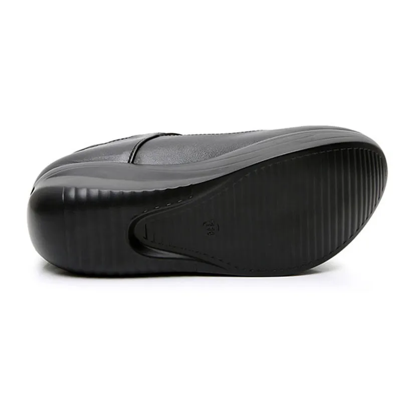 LIN KING/модные женские ботинки Классические черные туфли-лодочки на толстой