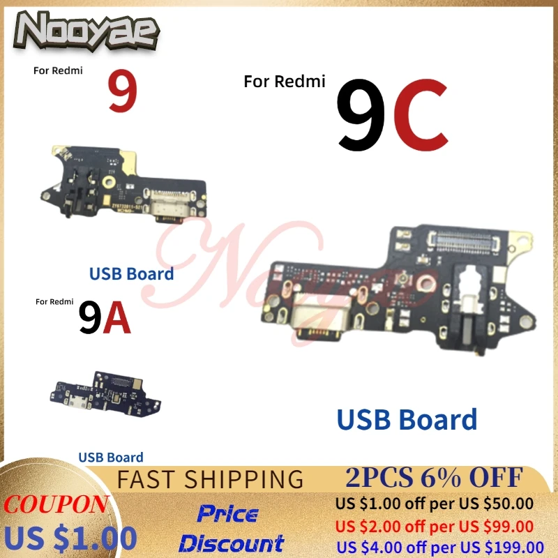 

For Xiaomi Redmi 9 9C 9A 9T USB Charging Port Dock Plug Mainboard Connector Main Motherboard Flex Cable Microphone Board