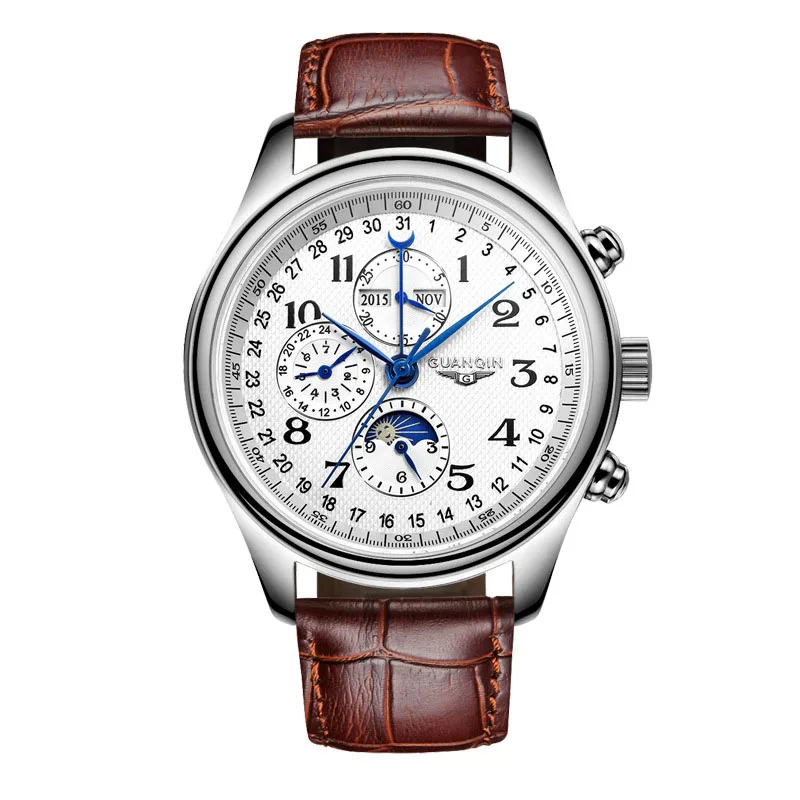 

Men's Mechanical Watches Luxury Brand Custom Long-es Logo Automatic Watches Mechanical Moon Phase Watch Relojes Para Hombre