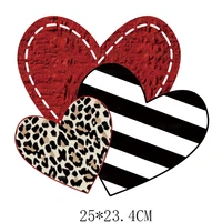 25x23 4cm fashion stripe love heart iron on patches for diy heat transfer clothes t shirt thermal stickers decoration printing
