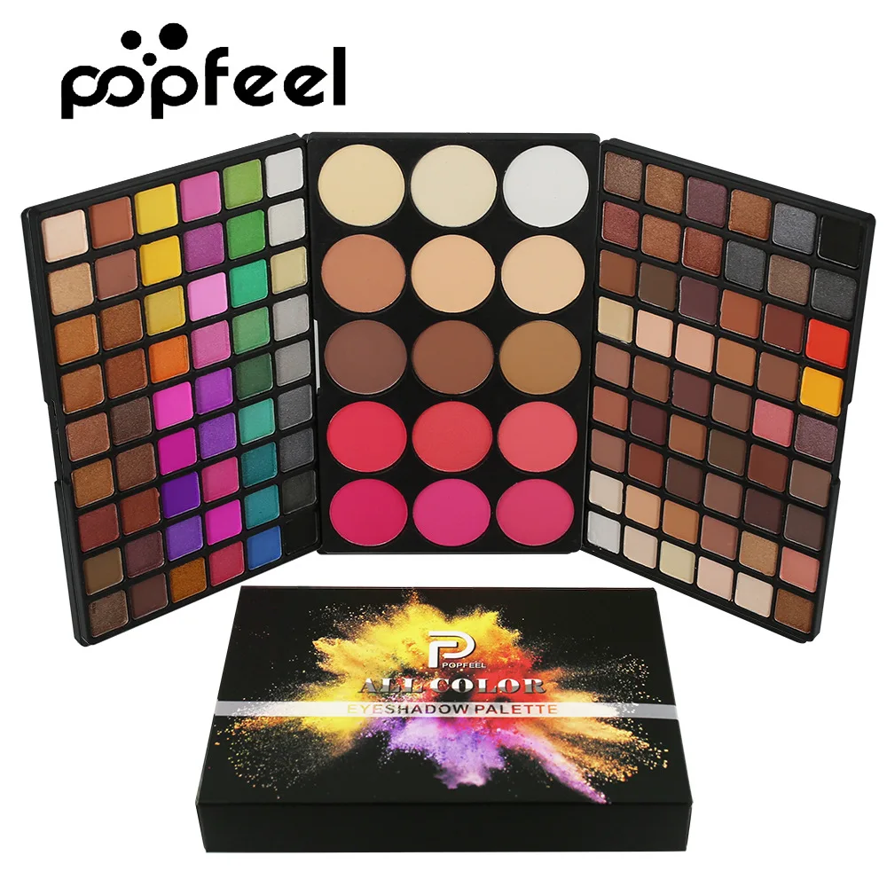 POPFEEL, 80 цветов, макияж для глаз, Мерцающая матовая палитра теней для век, водостойкая, Профессиональная Красота, тени для век, косметика, макияж, палитра