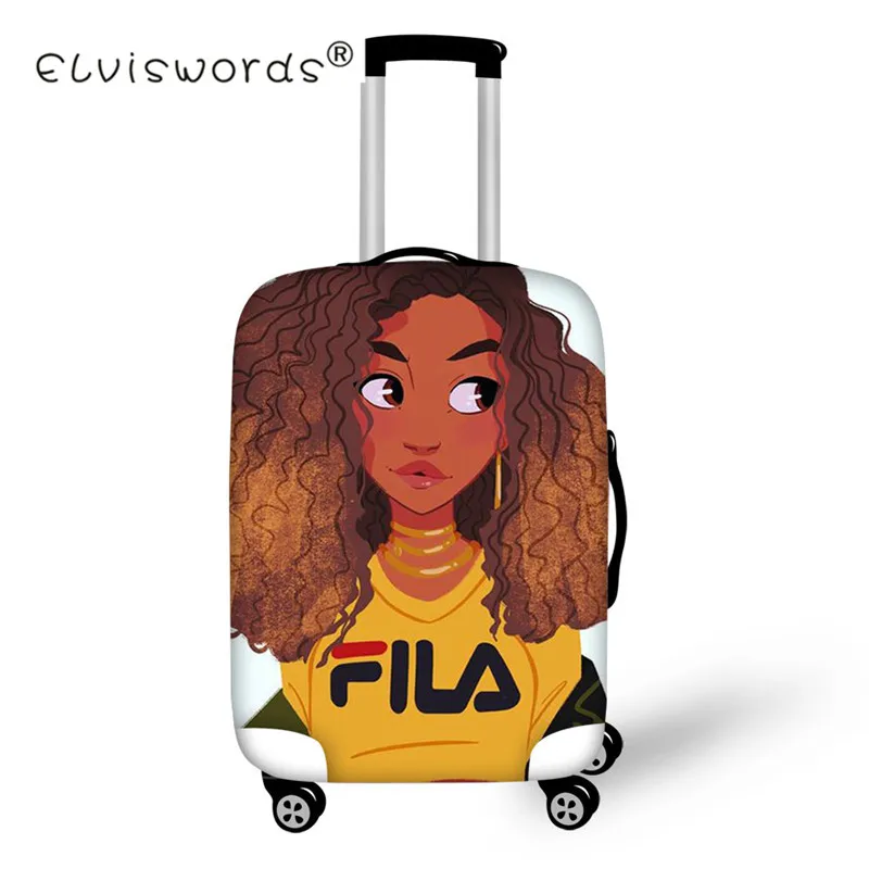 Чехол на колесиках Afro Girl, чехол для багажа, водонепроницаемый чехол для путешествий, чехол для костюма, бирки для багажа, портативный эластичный стрейч чехол для багажа - Цвет: Синий