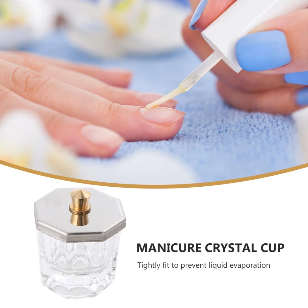 

2PCS Nail Art Crystal Cups Mini Glass Tiny Cups Storage Boxes with Lids for Home Salon DIY Manicure