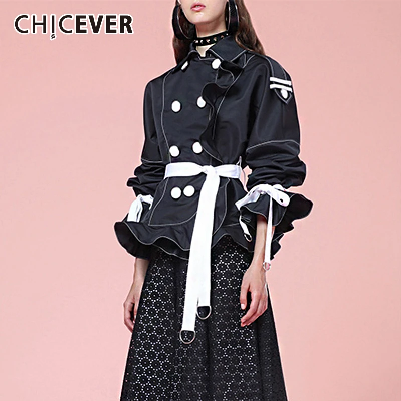 CHICEVER Женская куртка на шнуровке с бантом хит цвета воротник лацканами рукав