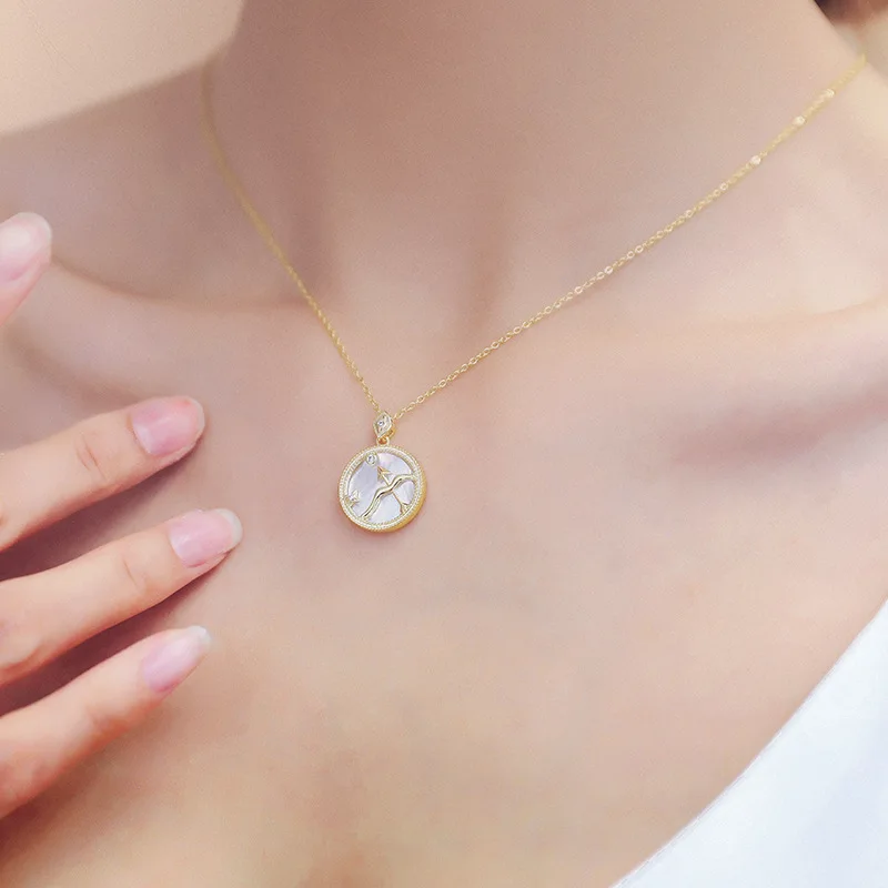 

New hot product twelve constellation necklace woman white mother-of-pearl pendant clavicle chain jewelry anniversary gift