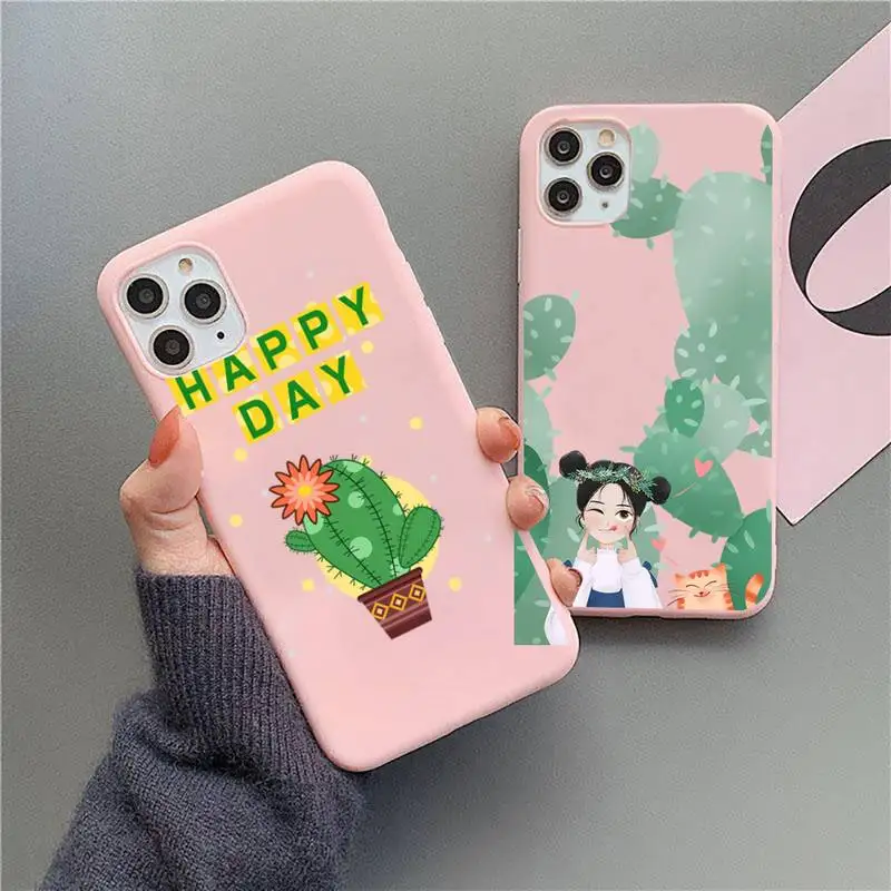 

Green Cactus Phone Case For IPhone 11 12 Pro Max 6 6s 7 8 Plus XS XR 12mini Se 2020 Candy Case