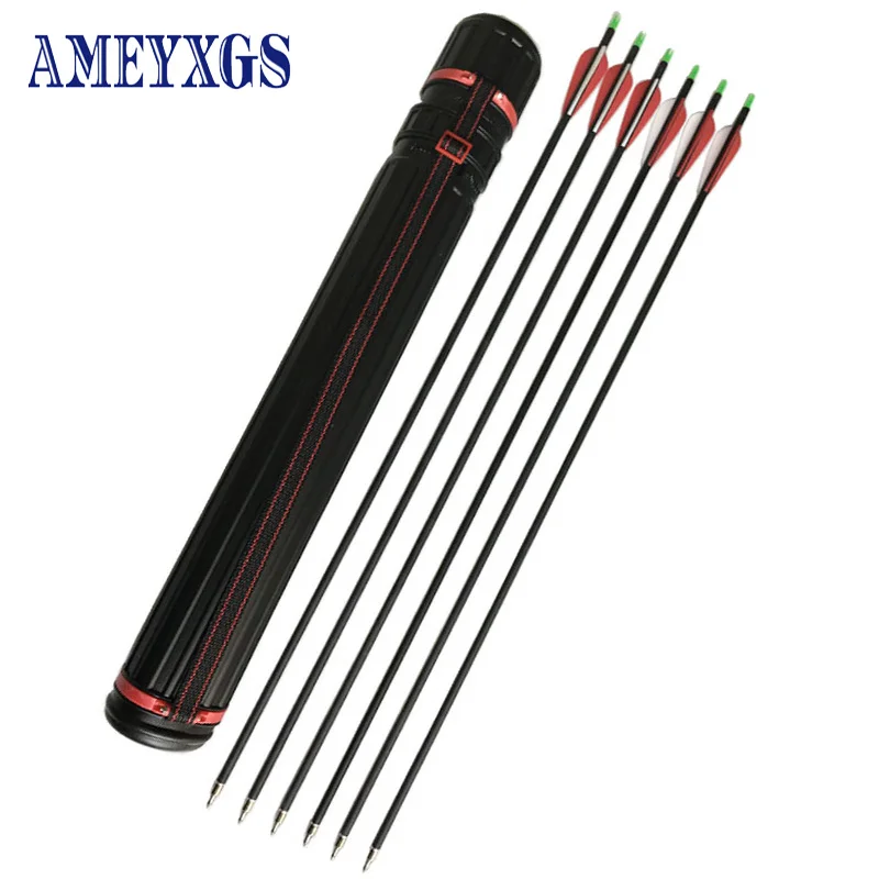 

12pc Archery 30inch Mixed Carbon Arrow Spine 500 Replaceable Thread Arrowhead Send Arrow Telescopic Tube Hunting Bow Accessories
