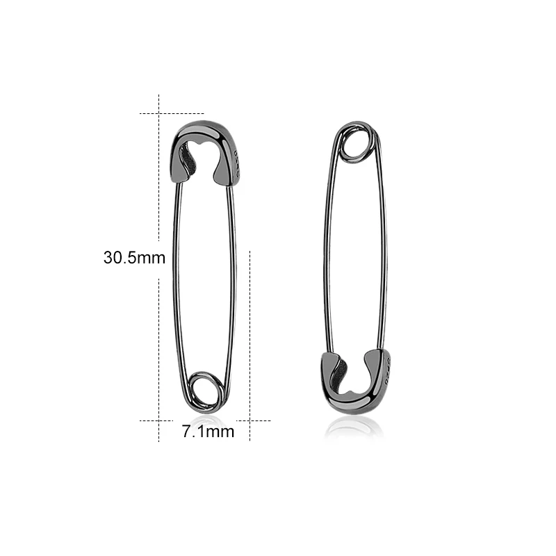 Серьги-гвоздики ZS в стиле панк длинные серебряные сережки с булавкой из