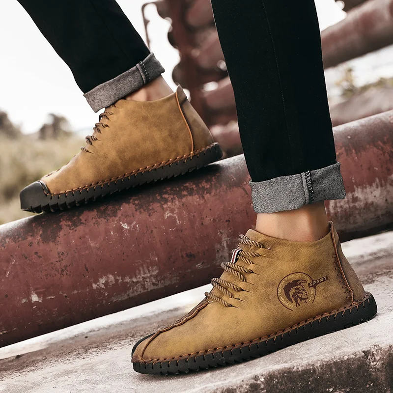 2019 г. Модные мужские ботинки высококачественные зимние ботильоны из спилка