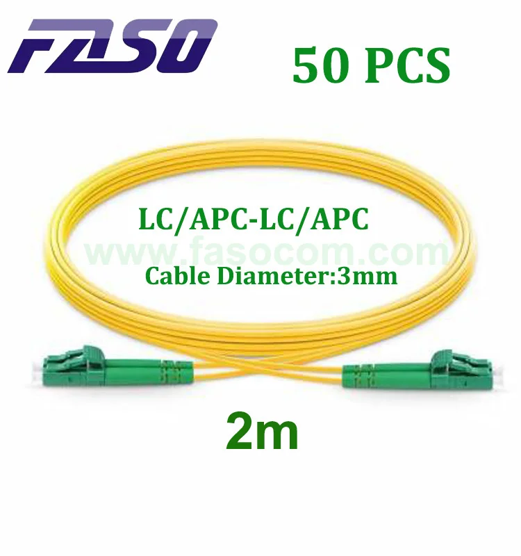 

50Pcs 2M FTTH LC APC Patchcord Fiber Optic Patch Cord Single Mode G652D DX Core 3.0mm Yellow LSZH Jacket Fibra Optica