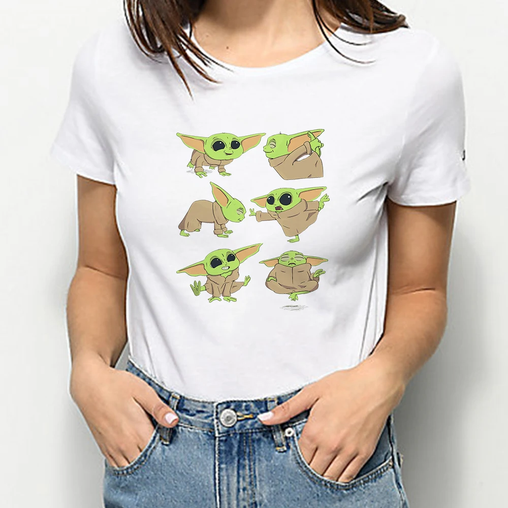 

Funny Baby Yoda is working out Graphic Disney Tshirt Hot Sale Women The Mandalorian T-shirts Cartoon 2021 New Unisex Gift