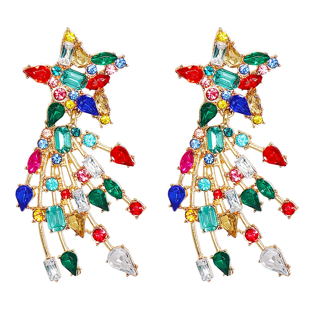 

Fashion Elegant Chic Drop Earrings for Women Multicolor Retro Luxury Star Rhinestone Dangle Earrings Delicate Jewelry HT142