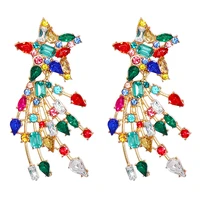 fashion elegant chic drop earrings for women multicolor retro luxury star rhinestone dangle earrings delicate jewelry ht142