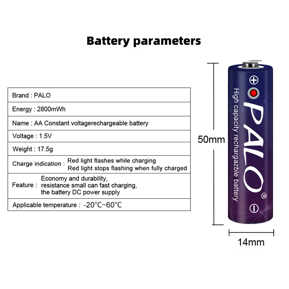 PALO AA Батарея Li-Ion 1 5 V перезаряжаемый аккумулятор для дистанционного Управление