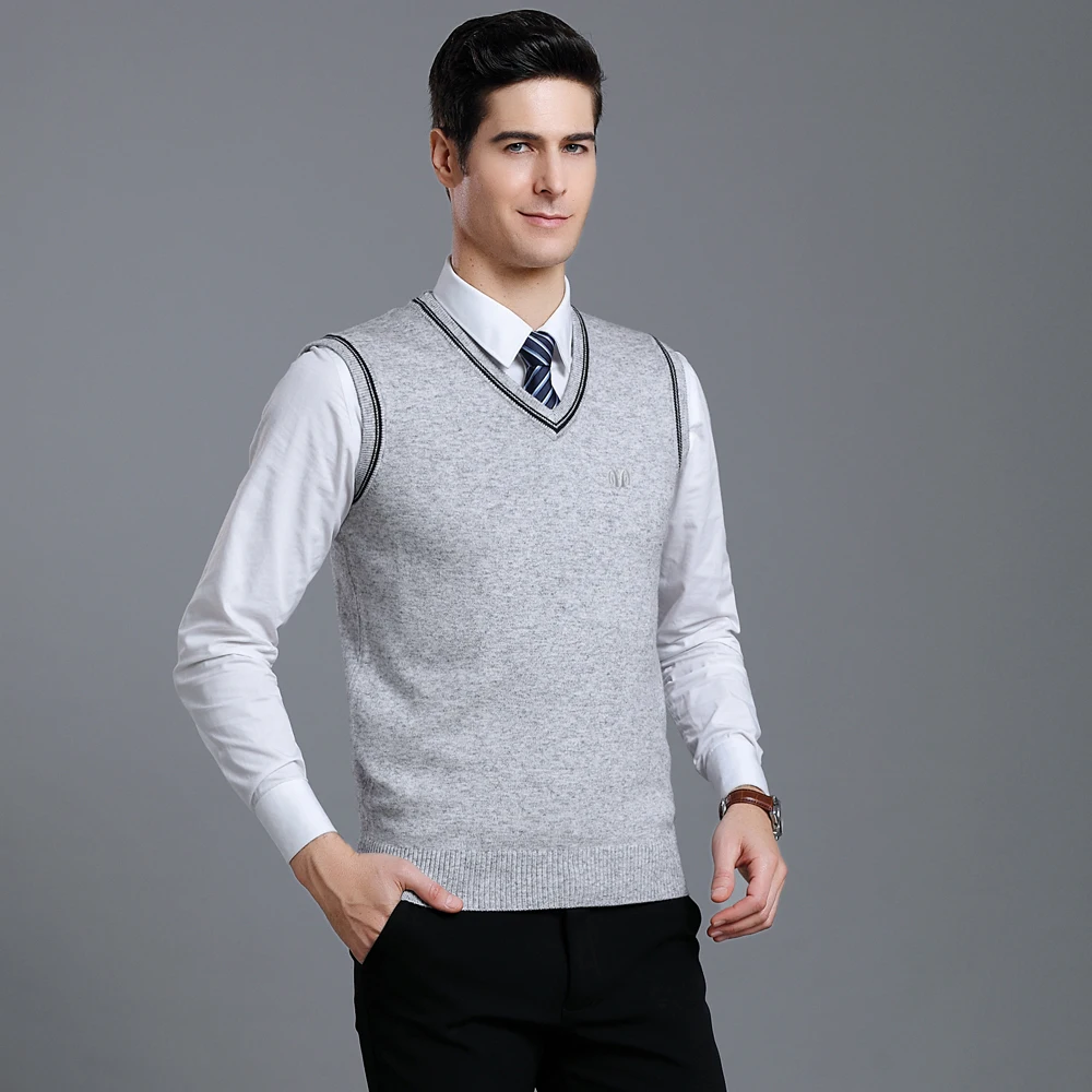 2019 Новое поступление сплошной цвет умный Повседневный свитер жилет мужские