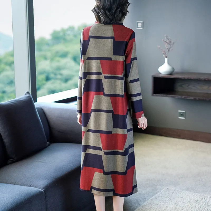 Женский пуловер Водолазка с длинными рукавами платье осень зима лоскутное