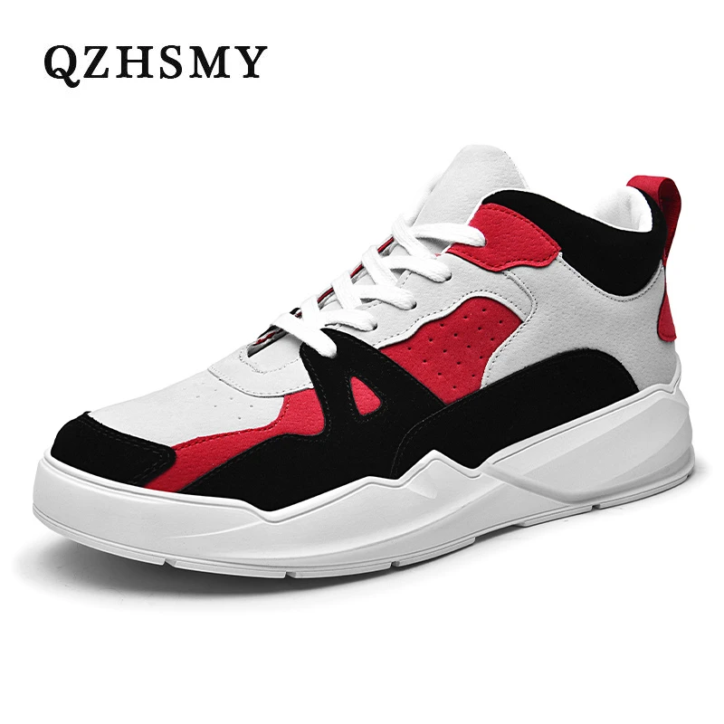 

QZHSMY Brand Men Shoes Breathable Fashion Sneakers Male High Quality Splice Casual Flat Small White Shoes Walking Footwear