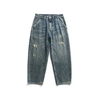 japanese style retro ripped baggy jeans men casual denim scratched hip hop pants streetwear distressed trousers